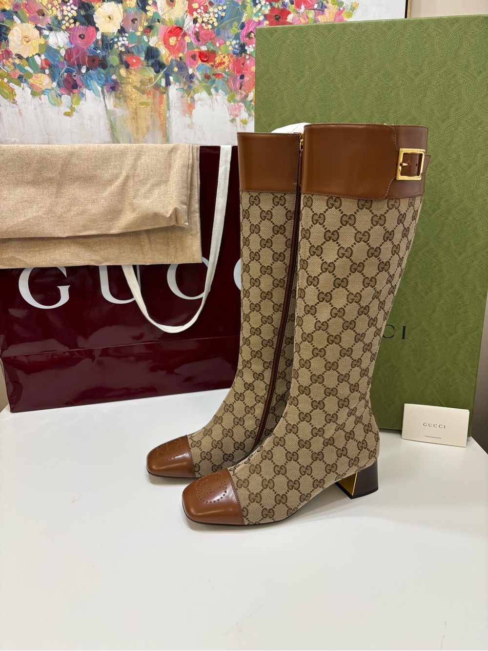 🤎 GUCCI Original GG Canvas Knee-High Boots — NWT — Sz 37